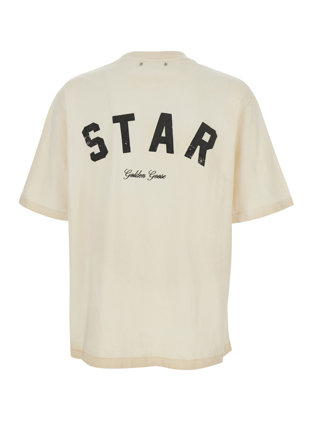 Golden Goose Men Off-White T-Shirt With Printed Logo On The Back In Cotton For Men GOLDEN GOOSE