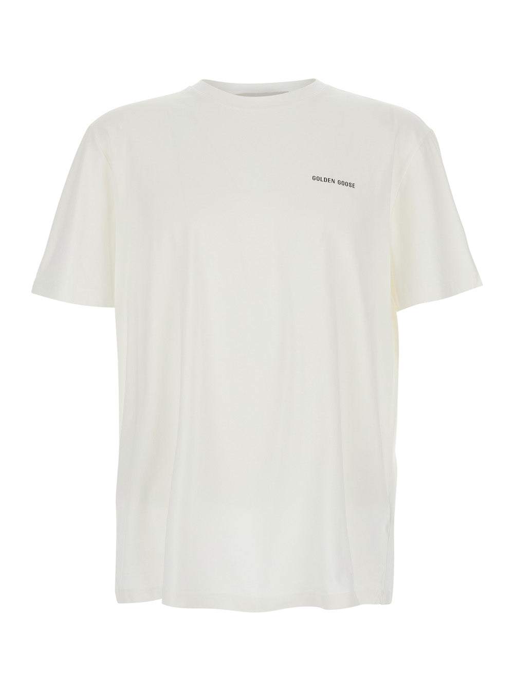 Golden Goose Men White T-Shirt With Logo Lettering In Cotton For Men GOLDEN GOOSE