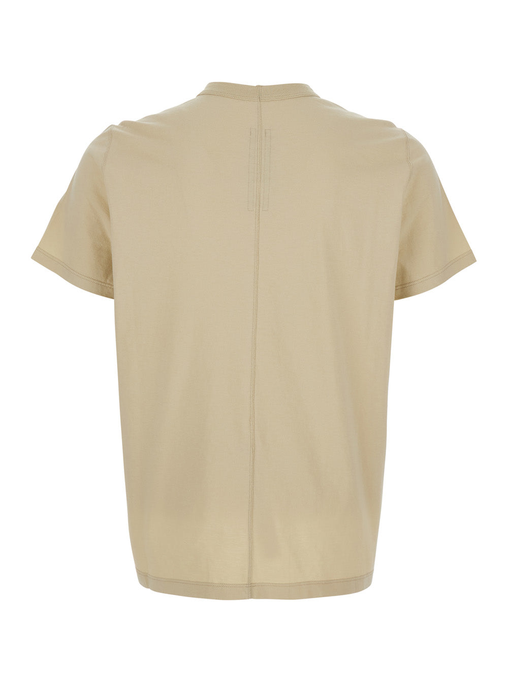 Rick Owens Men Beige Crew Neck T-Shirt With Tone On Tone Stitching In Cotton Man RICK OWENS