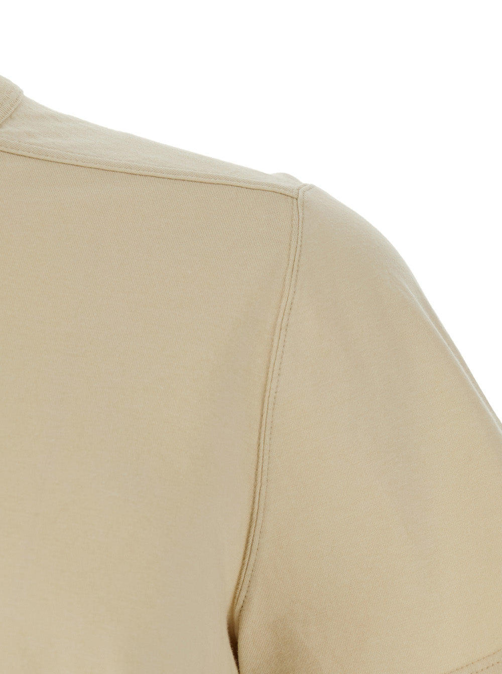 Rick Owens Men Beige Crew Neck T-Shirt With Tone On Tone Stitching In Cotton Man RICK OWENS