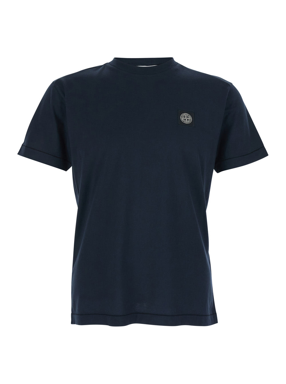 Stone Island Men Blue T-Shirt With Logo Patch On The Front In Cotton For Men STONE ISLAND