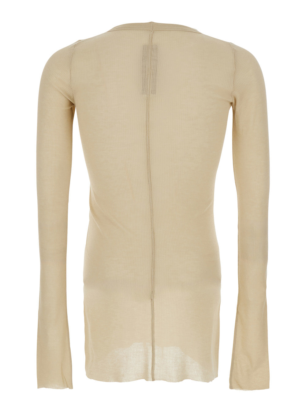 Rick Owens Men Beige T-Shirt With Ribbed Design And Round Neck In Viscose And Silk Blend Man RICK OWENS