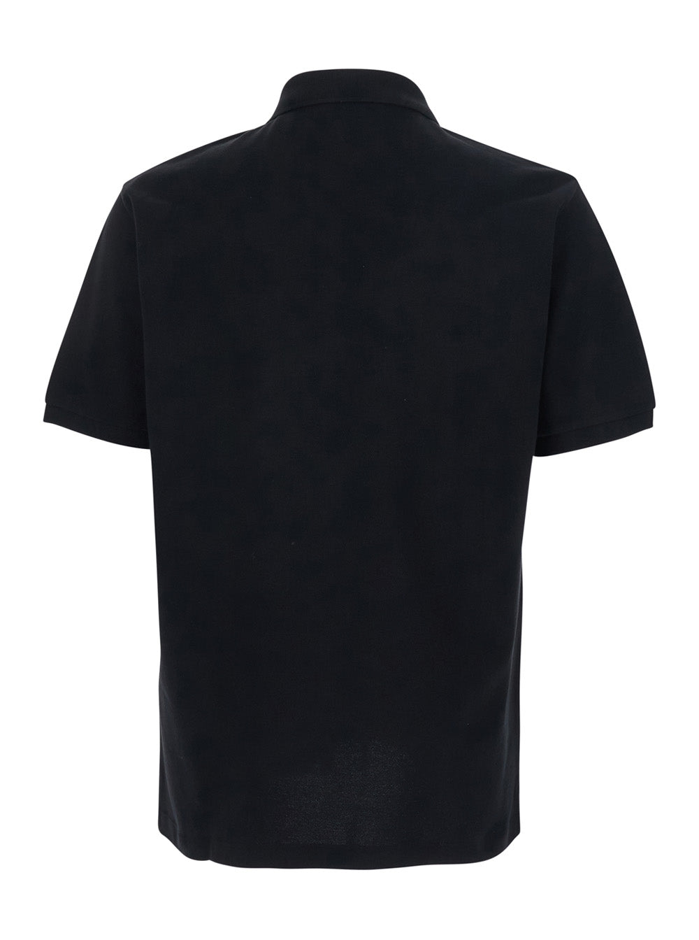 Stone Island Men Black Polo Shirt With Classic Collar And Logo Patch On The Front In Cotton Man