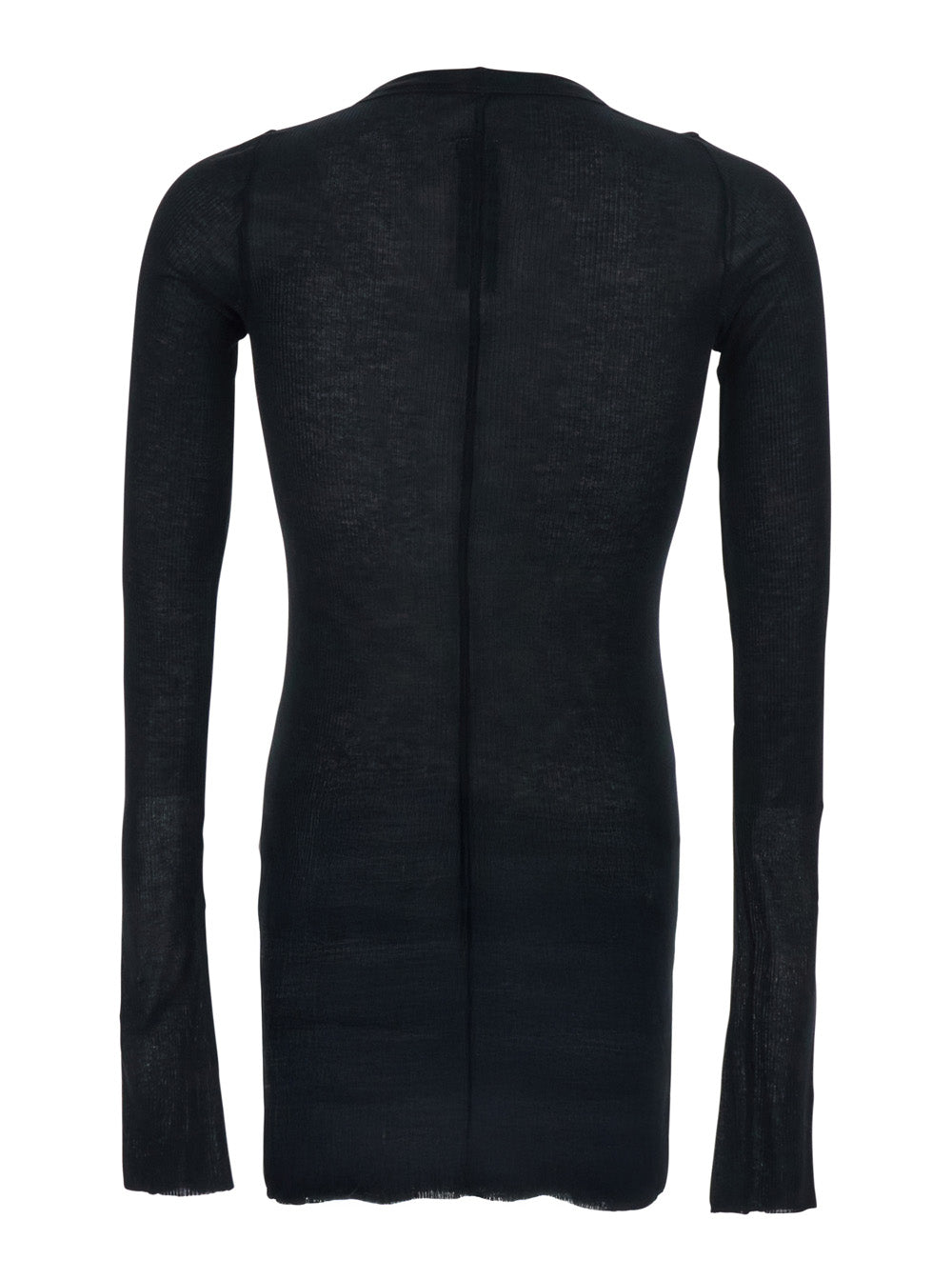 Rick Owens Men Black T-Shirt With Ribbed Design And Round Neck In Viscose And Silk Blend Man RICK OWENS