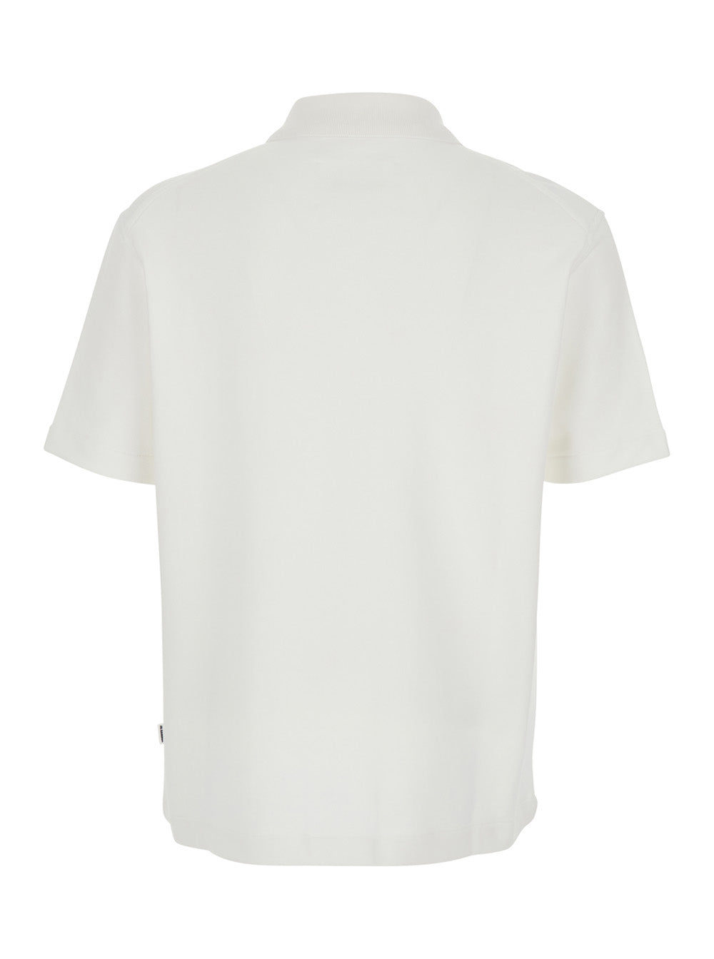 Jil Sander Men White Polo With Classic Collar And Front Zip Closure In Cotton For Men