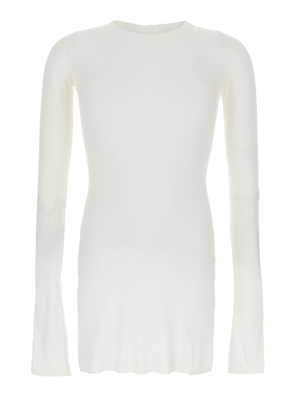 Rick Owens Men White T-Shirt With Ribbed Design And Round Neck In Viscose And Silk Blend Man RICK OWENS