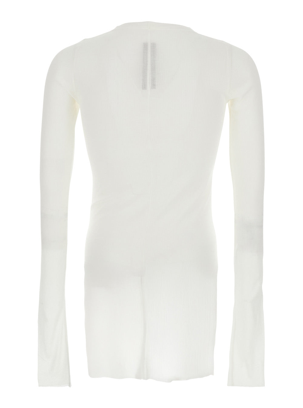 Rick Owens Men White T-Shirt With Ribbed Design And Round Neck In Viscose And Silk Blend Man RICK OWENS