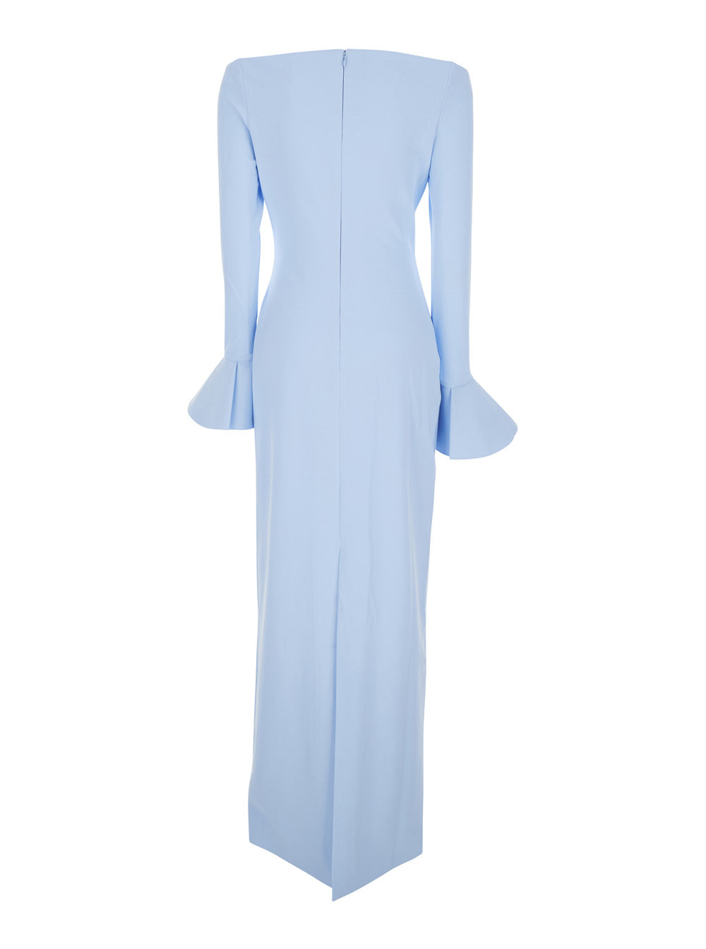 Solace London Women Long Dress 'Anica' With Bell Sleeves And Off Shoulder Design In Blue Stretch Tech Fabric For Women SOLACE LONDON