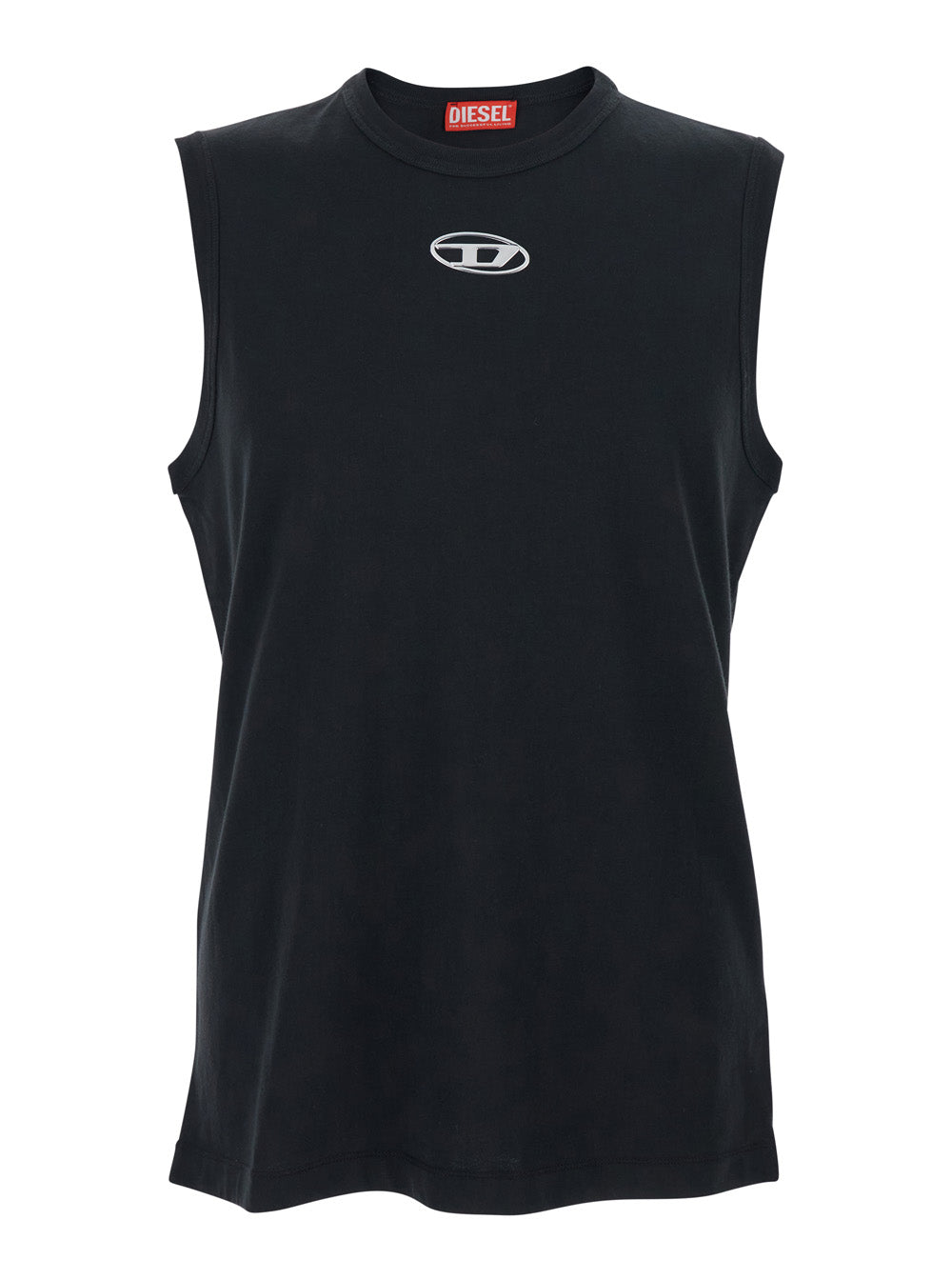 Diesel Men 'T-Bisco-Iod' Black Sleeveless Top With Logo Detail On The Front In Cotton Man DIESEL