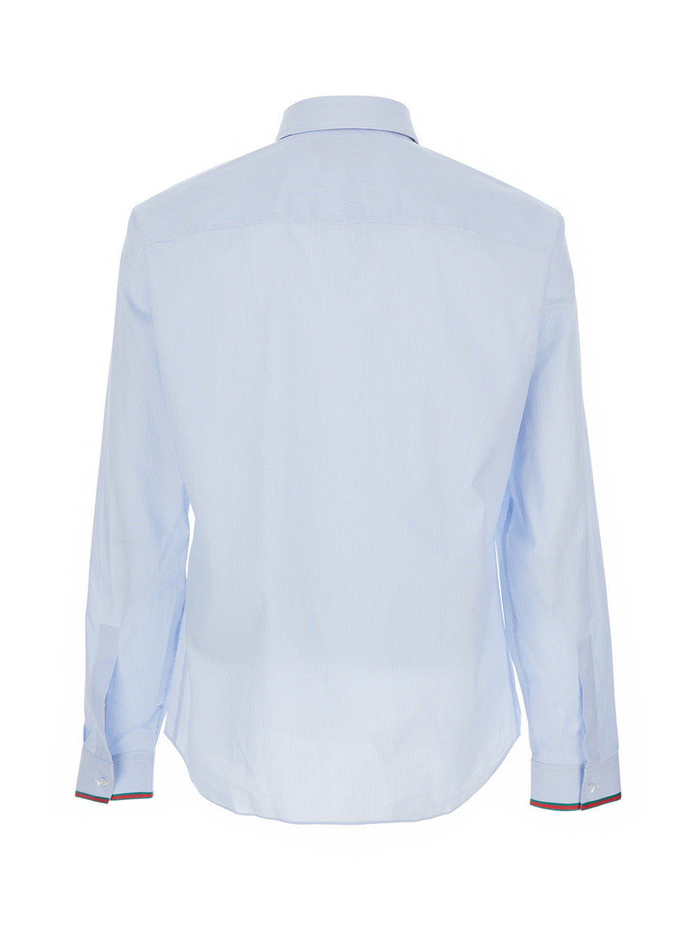 Gucci Men Light Blue Shirt With Classic Collar And Web Cuffs For Men GUCCI