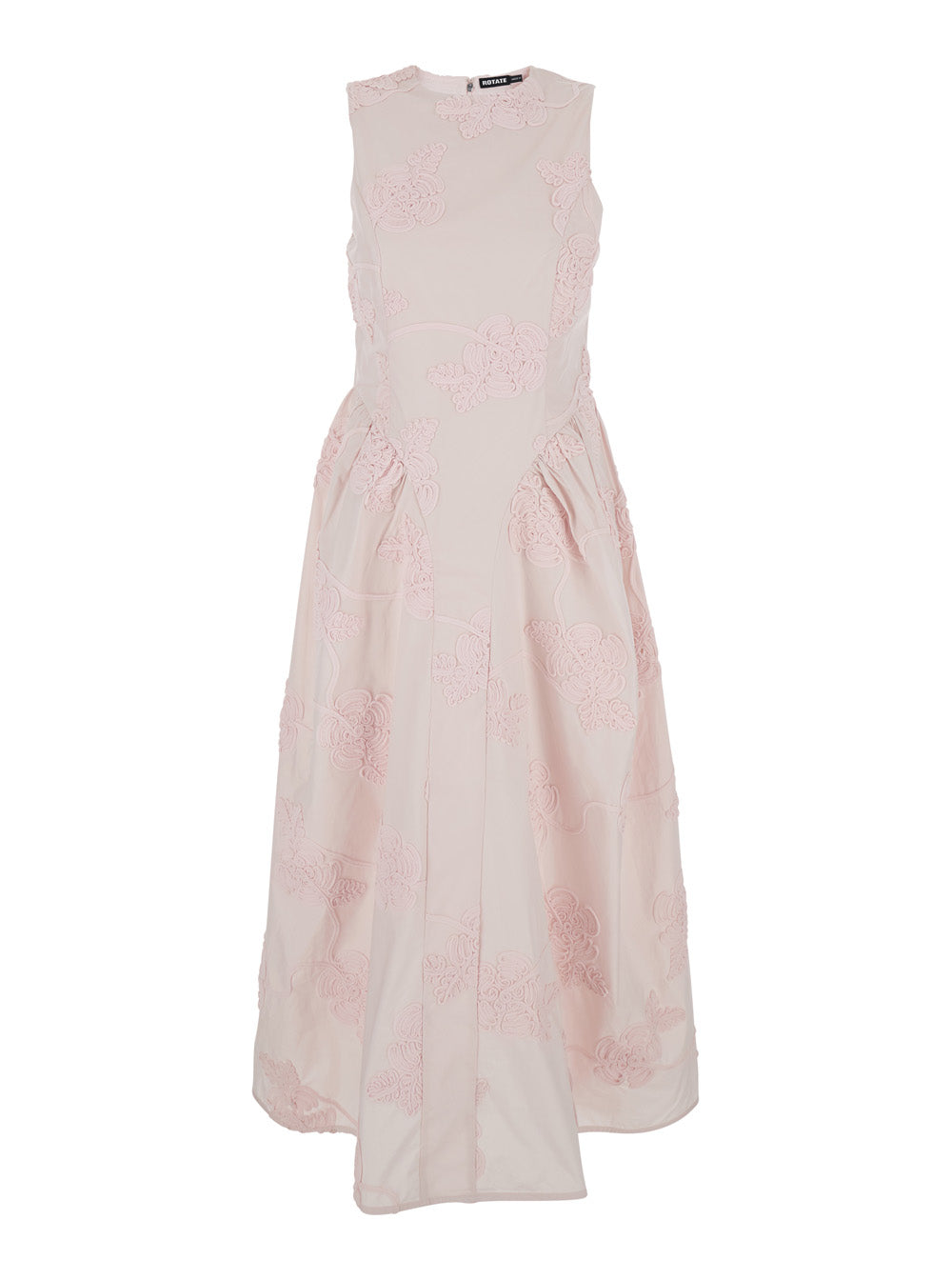Rotate Women Long Dress Sleeveless With Round Neck And All-Over Floral Embroidery In Stretch Tech Fabric Pink Women ROTATE
