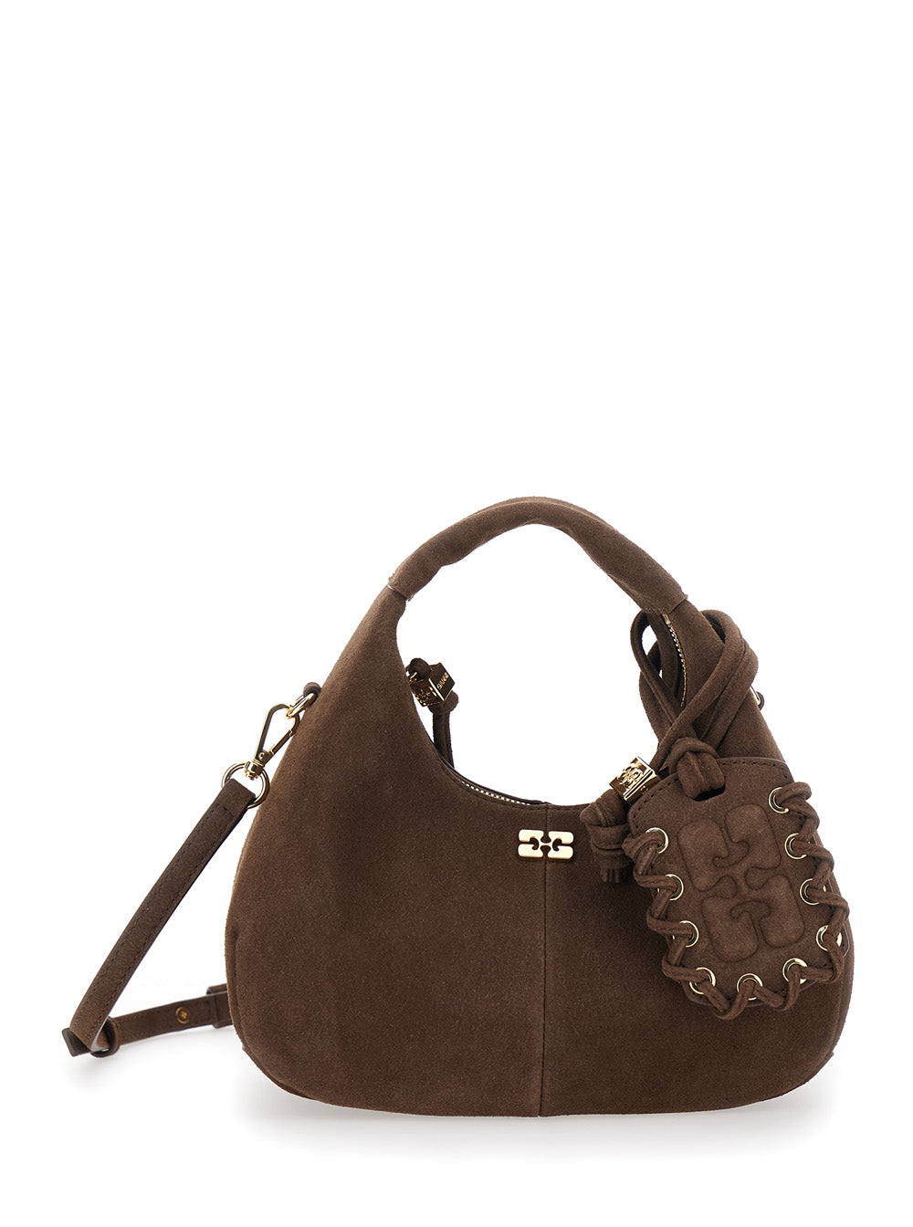 Ganni Women Handbag 'Ganni' With Adjustable And Removable Shoulder Strap And Suede Mirror On The Front Brown Women