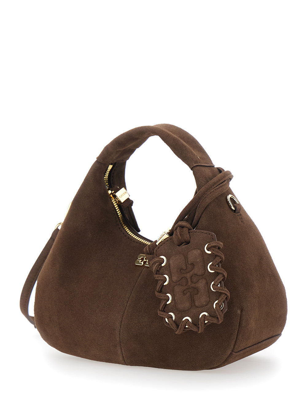 Ganni Women Handbag 'Ganni' With Adjustable And Removable Shoulder Strap And Suede Mirror On The Front Brown Women