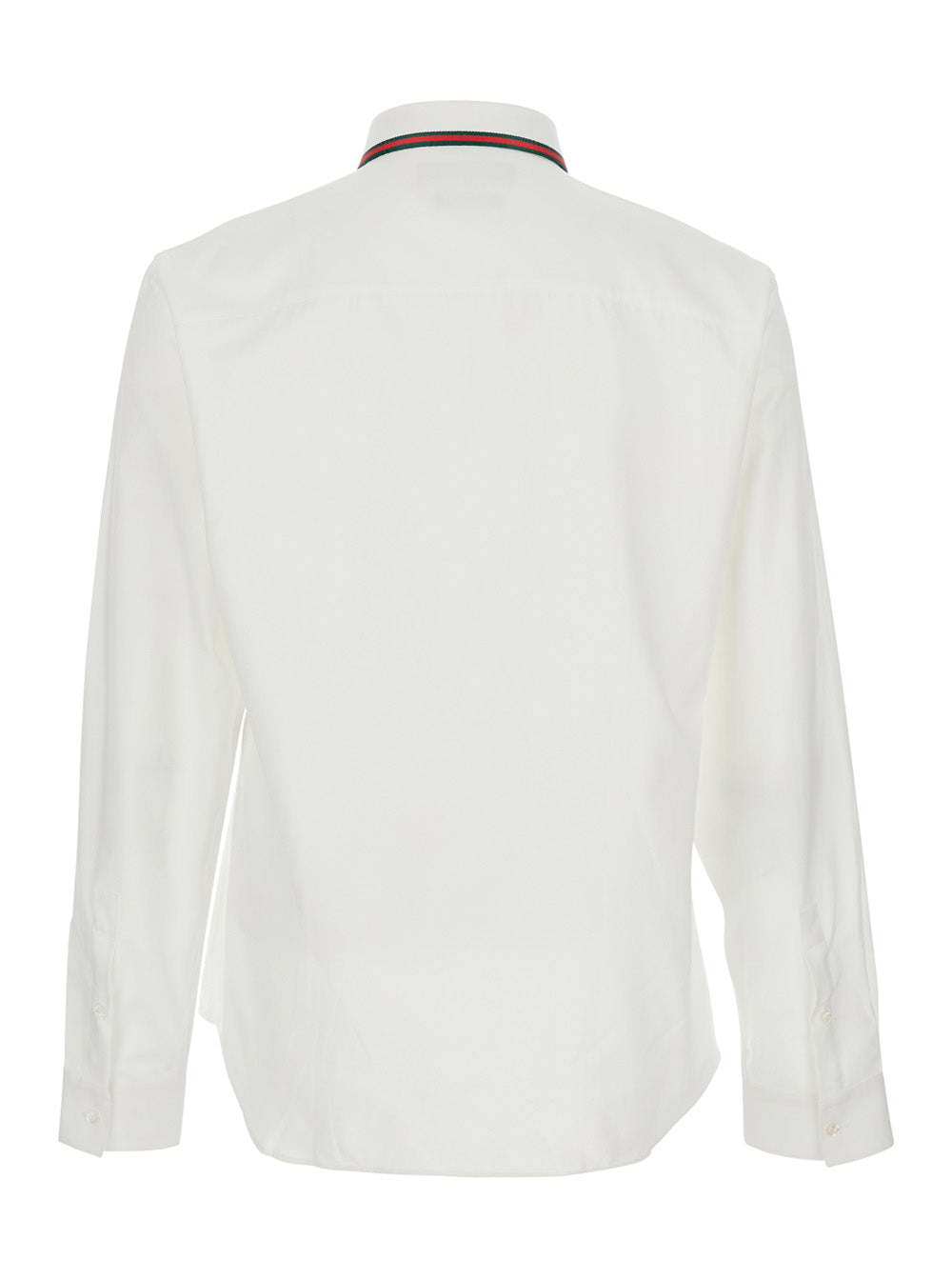 Gucci Men White Shirt With Web Collar In Cotton Man GUCCI