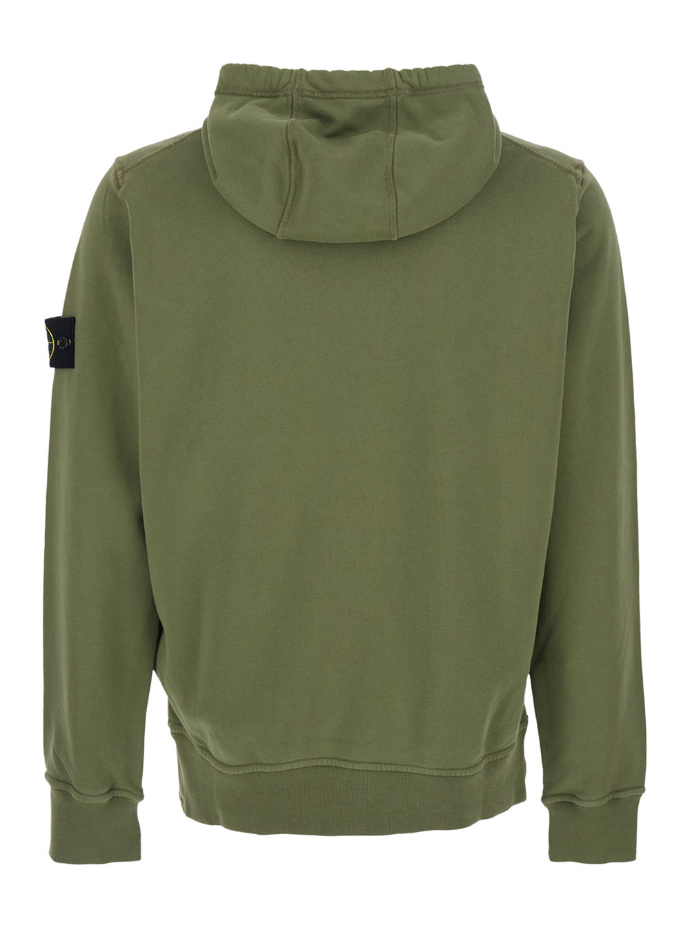 Stone Island Men Green Hoodie With Drawstring And Logo Patch On Sleeve In Cotton Men STONE ISLAND