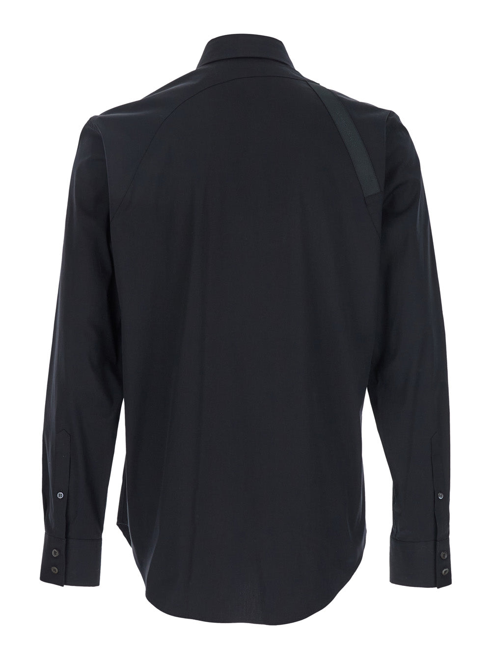 Alexander Mcqueen Men Black 'Harness' Shirt With Classic Collar And Strap Detail On Sleeve In Cotton For Men ALEXANDER MCQUEEN