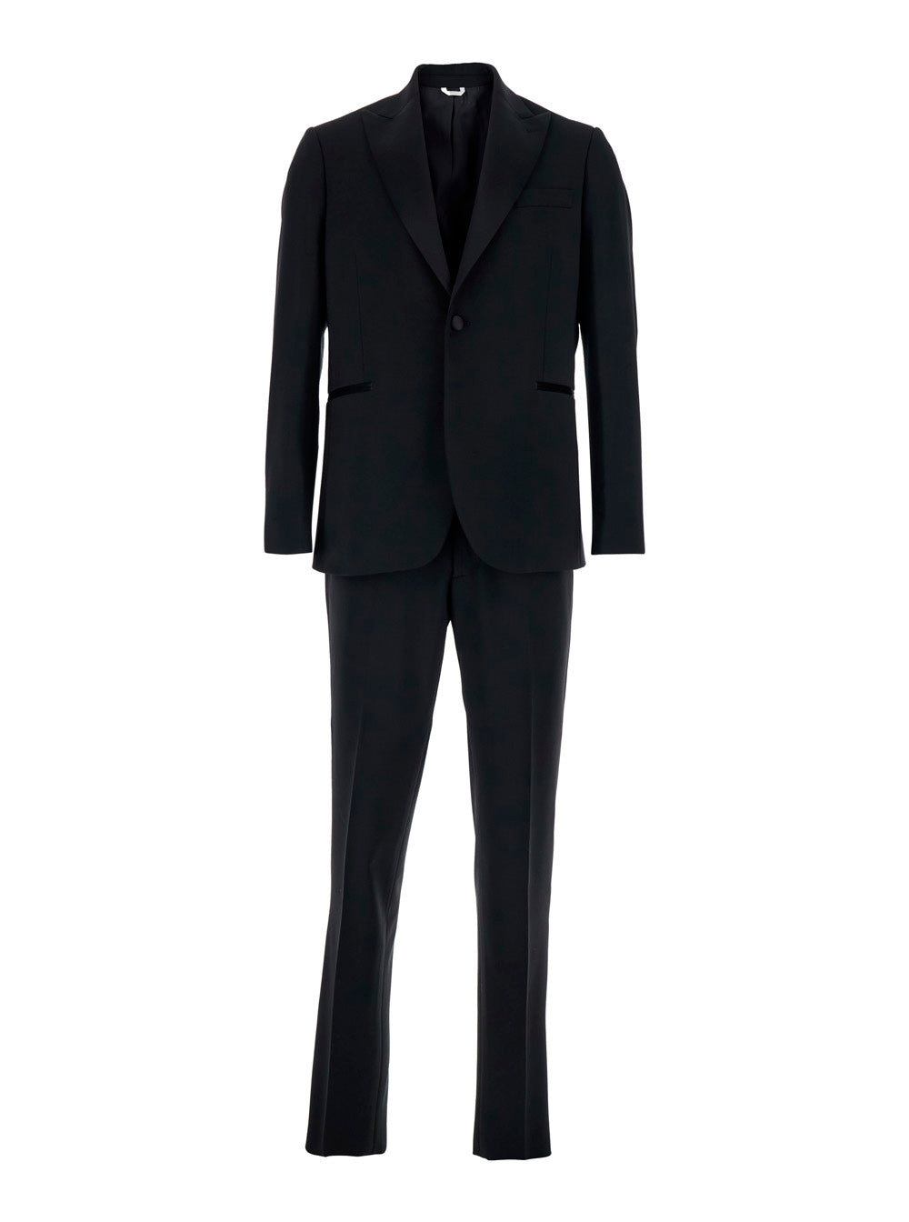 Leplain Men Single-Breasted Suit With Peak Revers In Black Fabric And Long Sleeve Jacket For Men