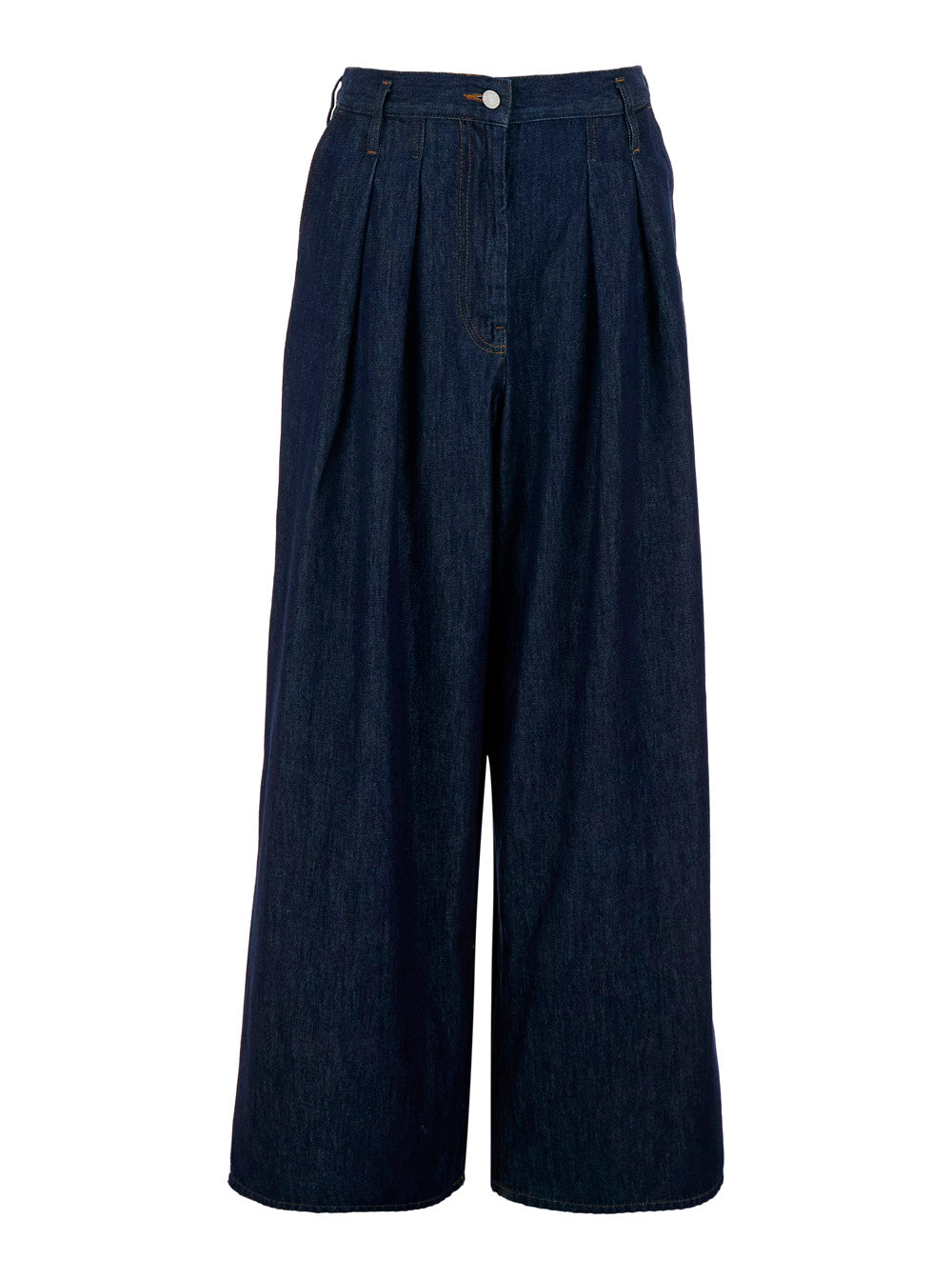 Dries Van Noten Women 'Pamplona' Blue Pants With Leather Logo Patch On The Rear And Wide Leg In Denim Woman DRIES VAN NOTEN