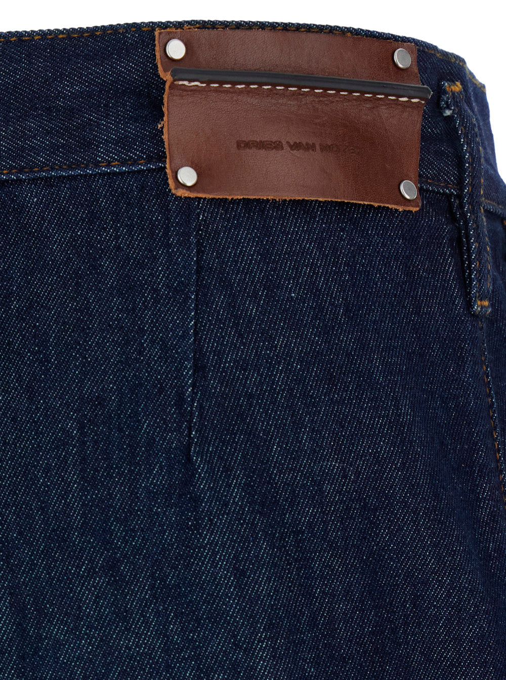 Dries Van Noten Women 'Pamplona' Blue Pants With Leather Logo Patch On The Rear And Wide Leg In Denim Woman DRIES VAN NOTEN