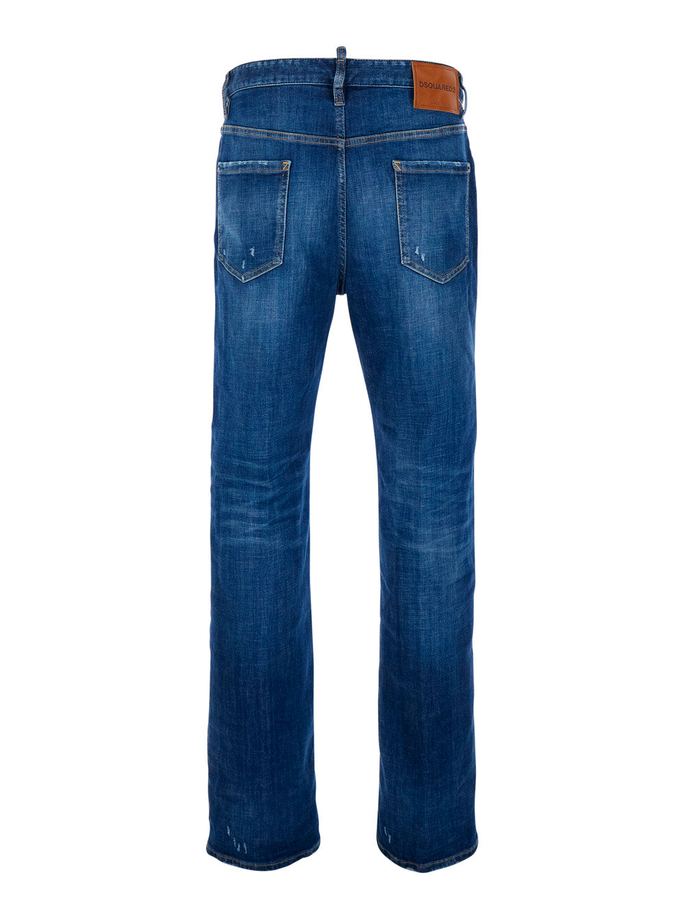 Dsquared2 Men Blue Denim Jeans With Ripped Details And Logo Patch On The Back For Men DSQUARED2