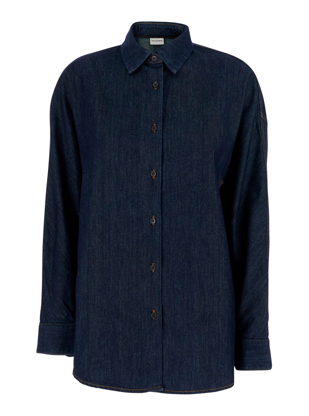 Dries Van Noten Women 'Casio' Blue Shirt With Classic Collar In Denim For Women