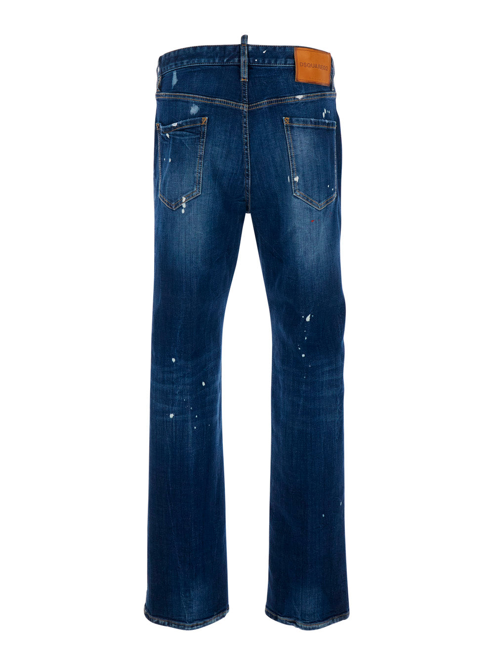 Dsquared2 Men '643' Blue Jeans With Ripped Details All-Over And Logo Patch On The Back In Denim Men DSQUARED2
