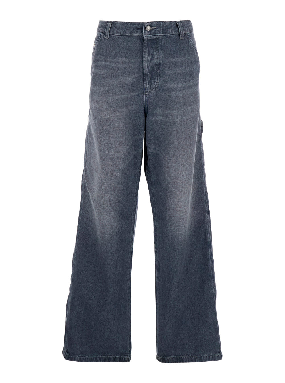 Diesel Men Grey Five-Pocket Design Jeans With Logo Patch On The Back In Denim Man