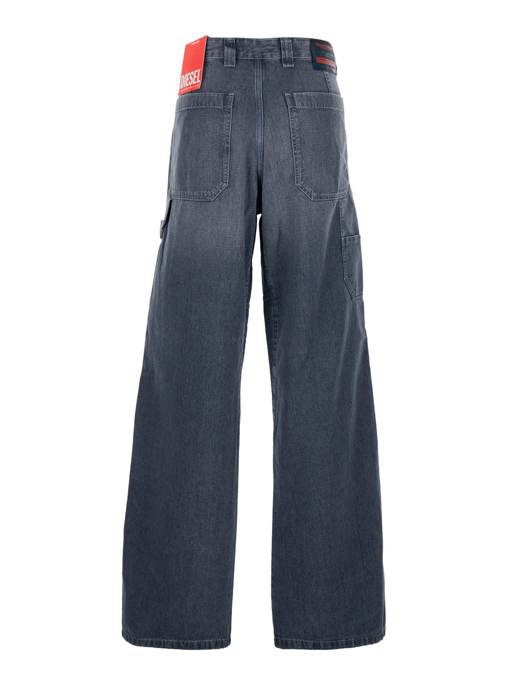 Diesel Men Grey Five-Pocket Design Jeans With Logo Patch On The Back In Denim Man