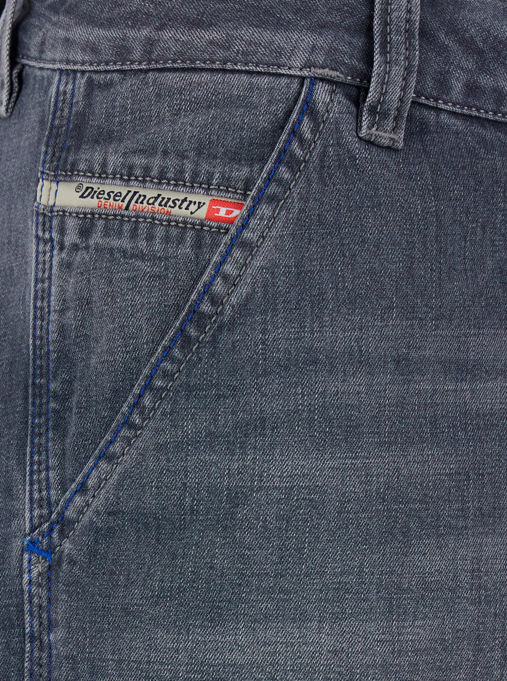 Diesel Men Grey Five-Pocket Design Jeans With Logo Patch On The Back In Denim Man