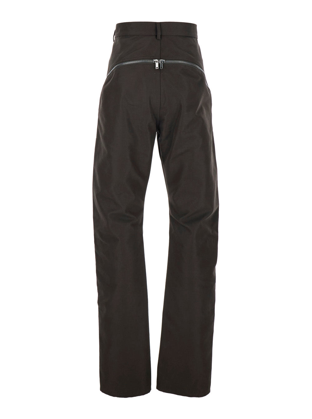 Rick Owens Men Bolan Banana Pants With Zip Details In Brown Stretch Cotton For Men