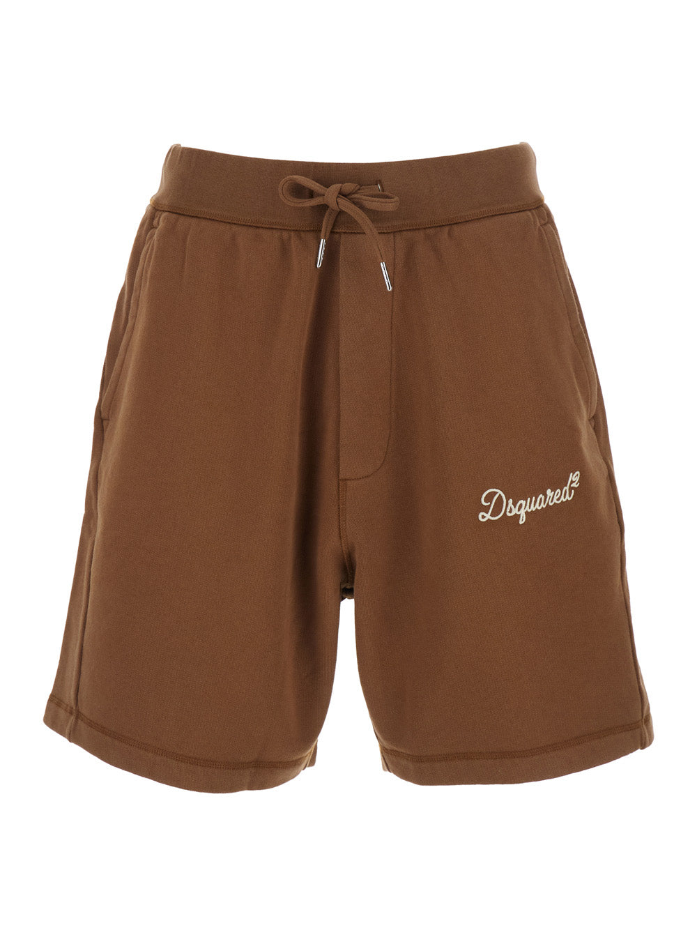 Dsquared2 Men Dsquared2 Shorts With Drawstring Waist And Logo Lettering On The Front In Brown Cotton For Women DSQUARED2