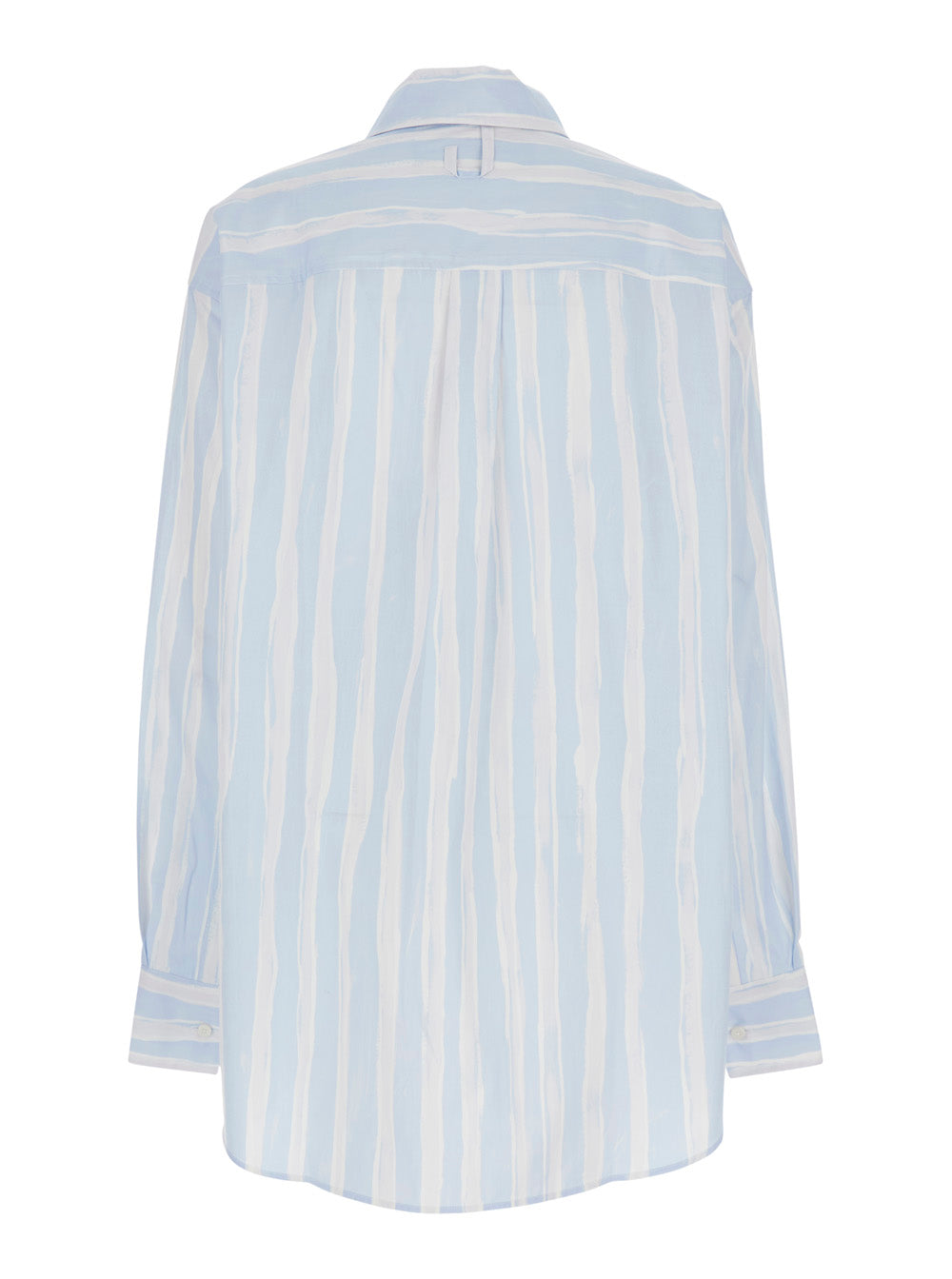 Jacquemus Men 'La Chemise Camargue' Light Blue T-Shirt With Classic Collar And All-Over Stripe Motif In Cotton For Men JACQUEMUS