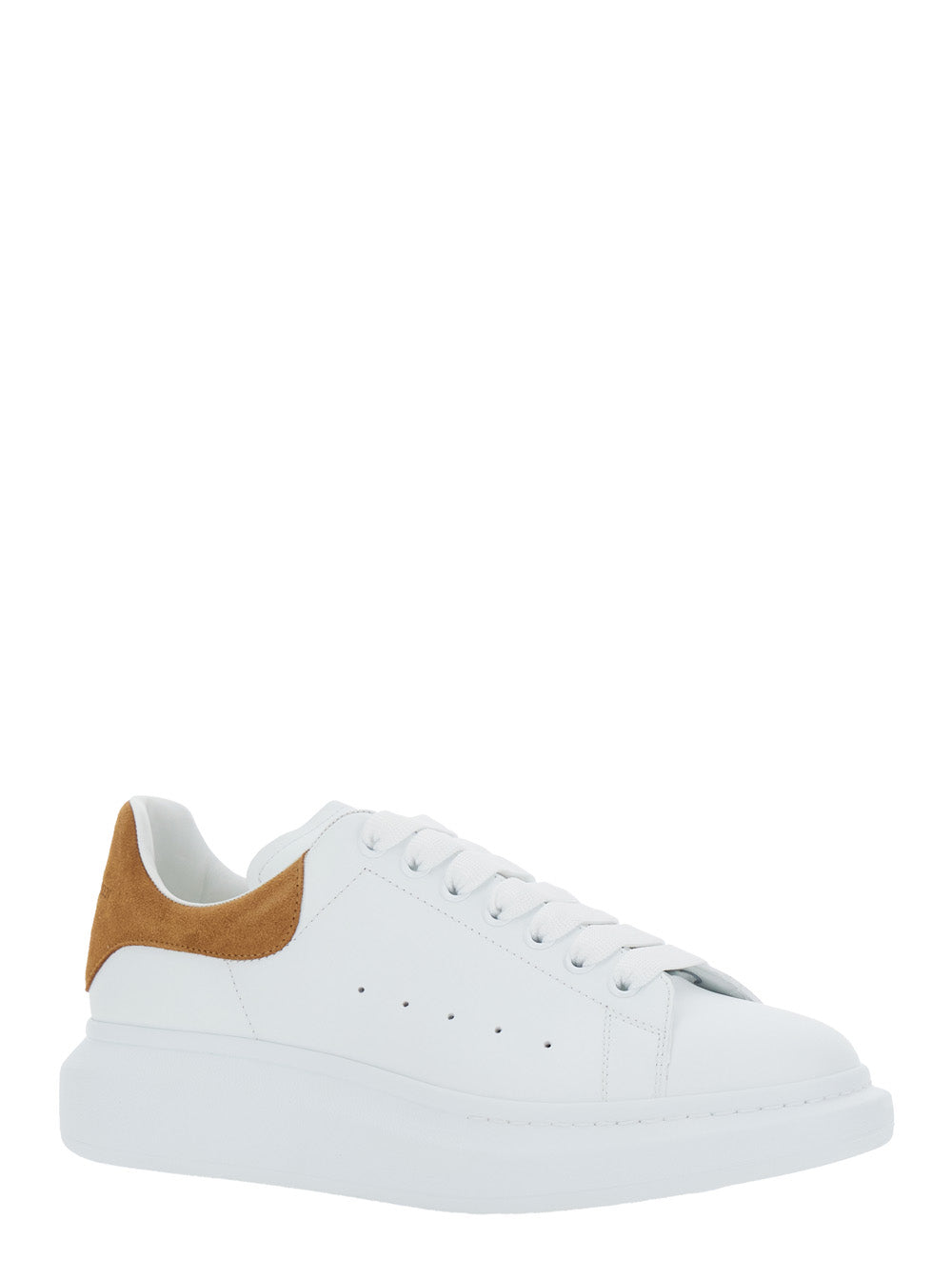 Alexander Mcqueen Men White Low Top Sneakers With Logo Lettering On Tongue And Heel In Leather Man ALEXANDER MCQUEEN