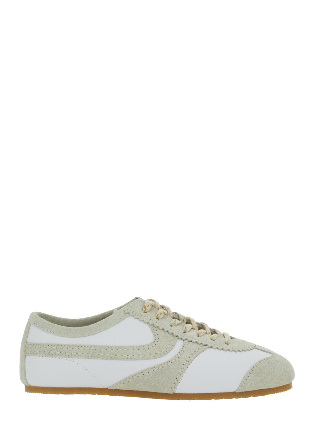 Dries Van Noten Women Low Top Sneaker With Logo Embossed On The Tongue In Leather And White Suede For Women DRIES VAN NOTEN