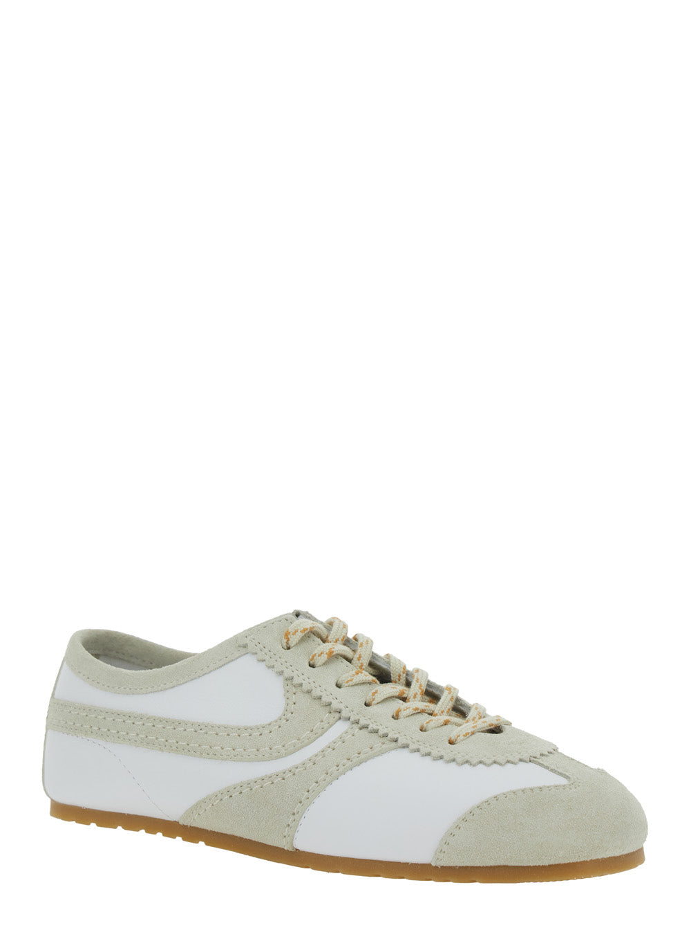 Dries Van Noten Women Low Top Sneaker With Logo Embossed On The Tongue In Leather And White Suede For Women DRIES VAN NOTEN