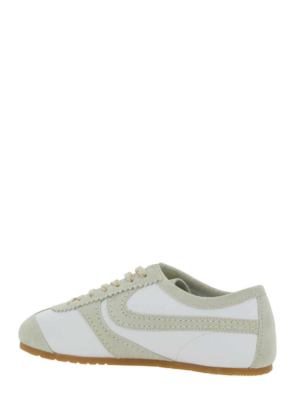 Dries Van Noten Women Low Top Sneaker With Logo Embossed On The Tongue In Leather And White Suede For Women DRIES VAN NOTEN