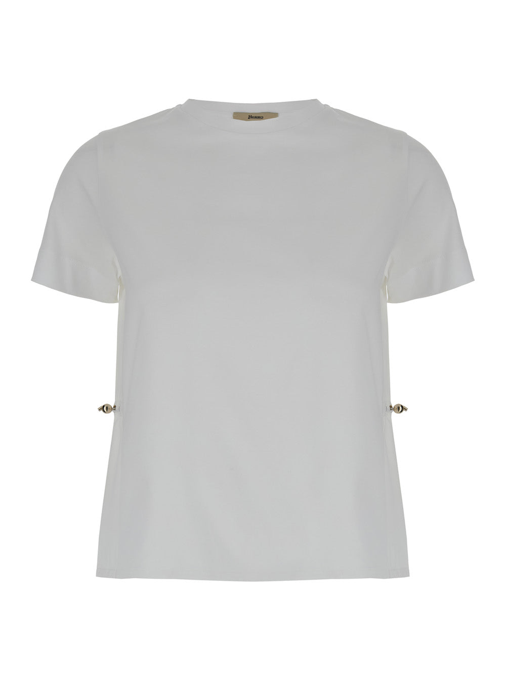 Herno Women White T-Shirt With Drawstring And Cut-Out In Cotton Woman HERNO