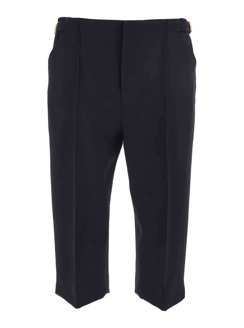 Chloé Women Black Bermuda With Side Buckle Closure And Front Pleats In Wool For Women CHLOE