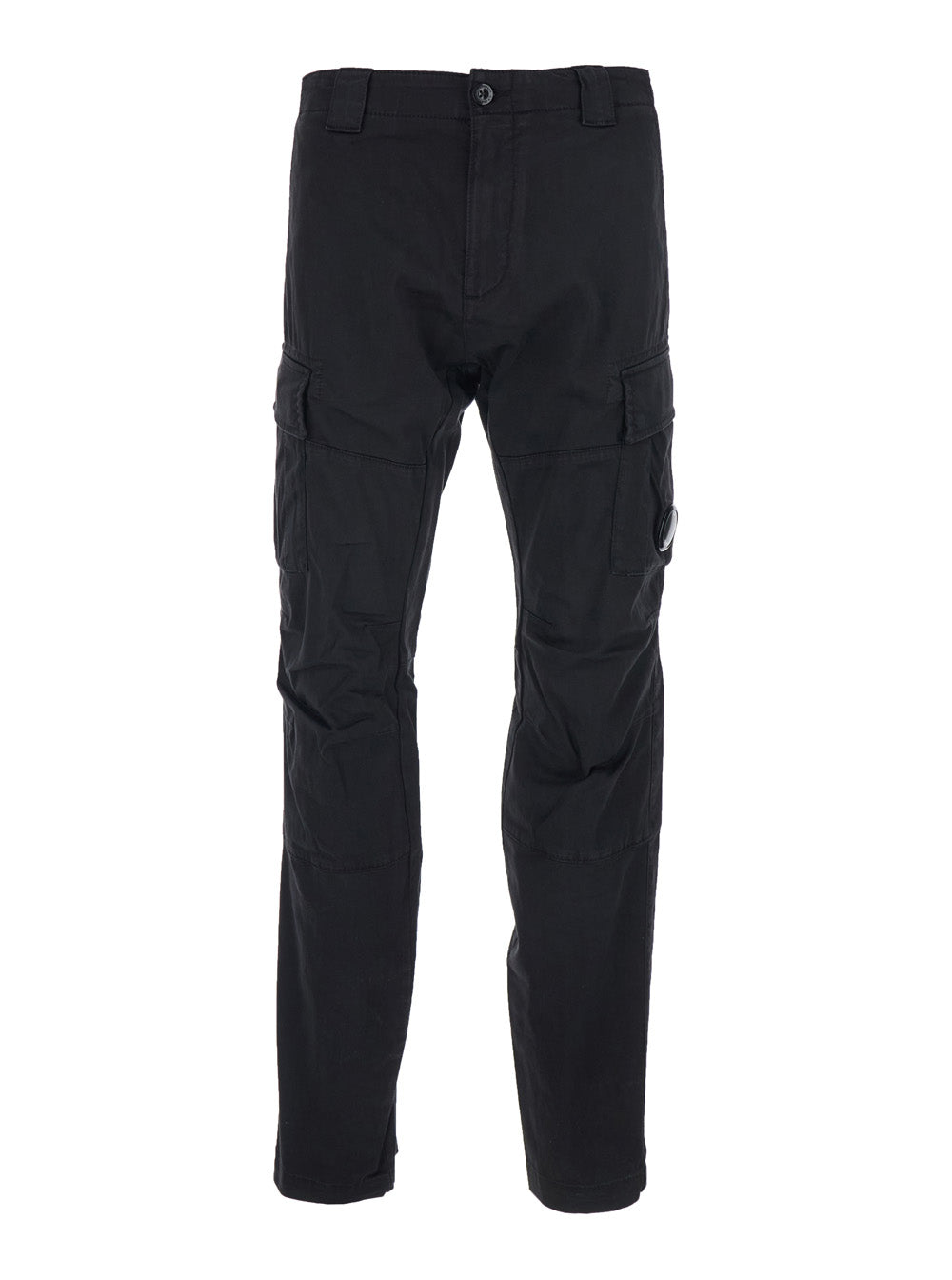 C.P. Company Men Cargo Pants 'Rscmpa743a005694g999' With Logo Plate On The Side And Two Cargo Pockets On The Front In Black Stretch Cotton For Men C.P. COMPANY