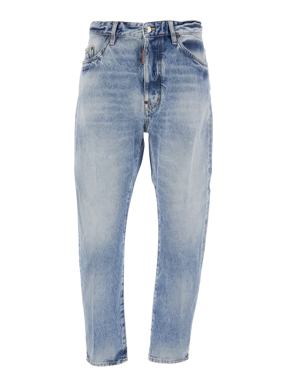 Dsquared2 Men 'Bro' Light Blue Jeans With Logo Patch On The Rear And Faded Design In Denim Man DSQUARED2
