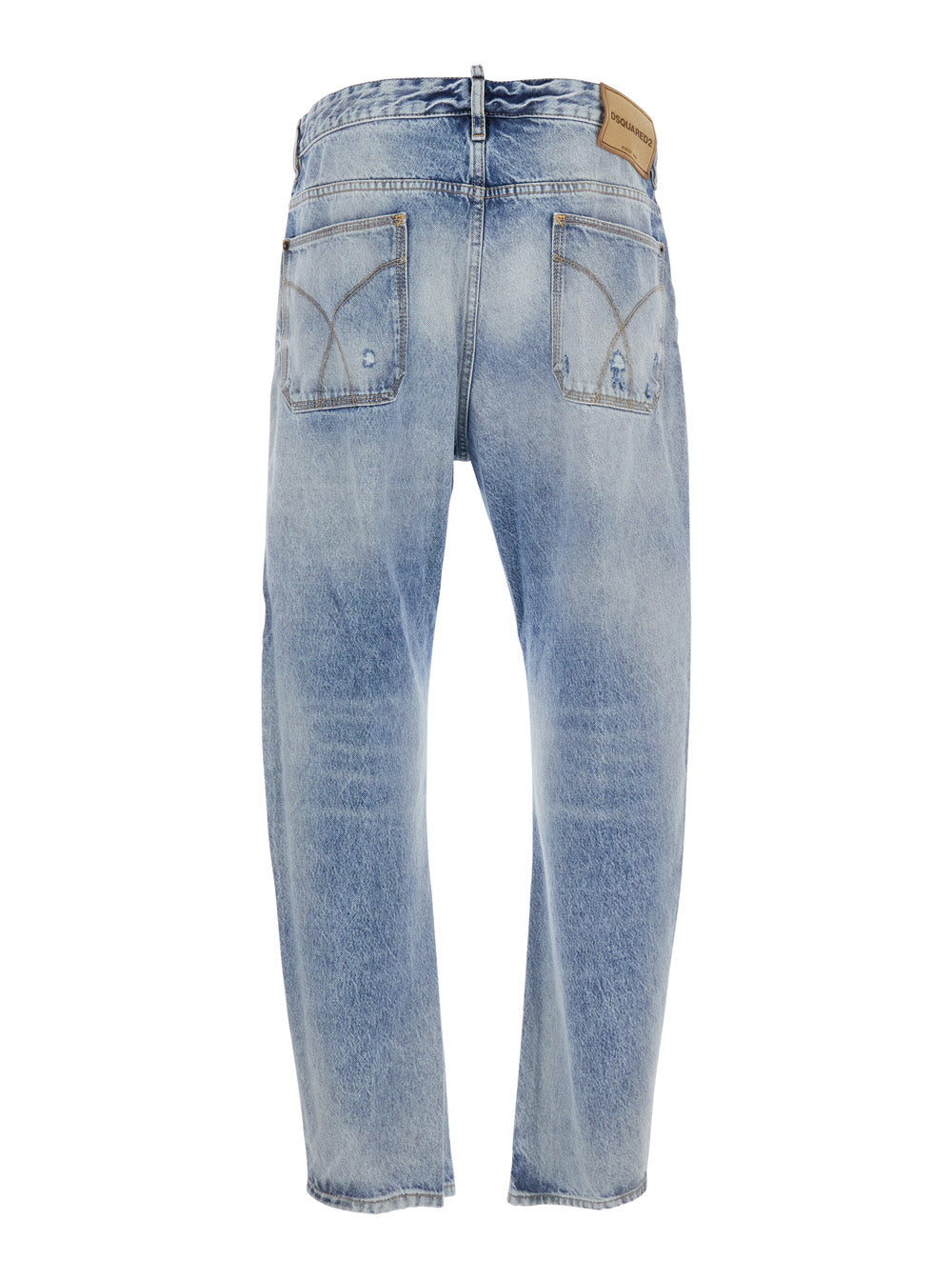 Dsquared2 Men 'Bro' Light Blue Jeans With Logo Patch On The Rear And Faded Design In Denim Man DSQUARED2
