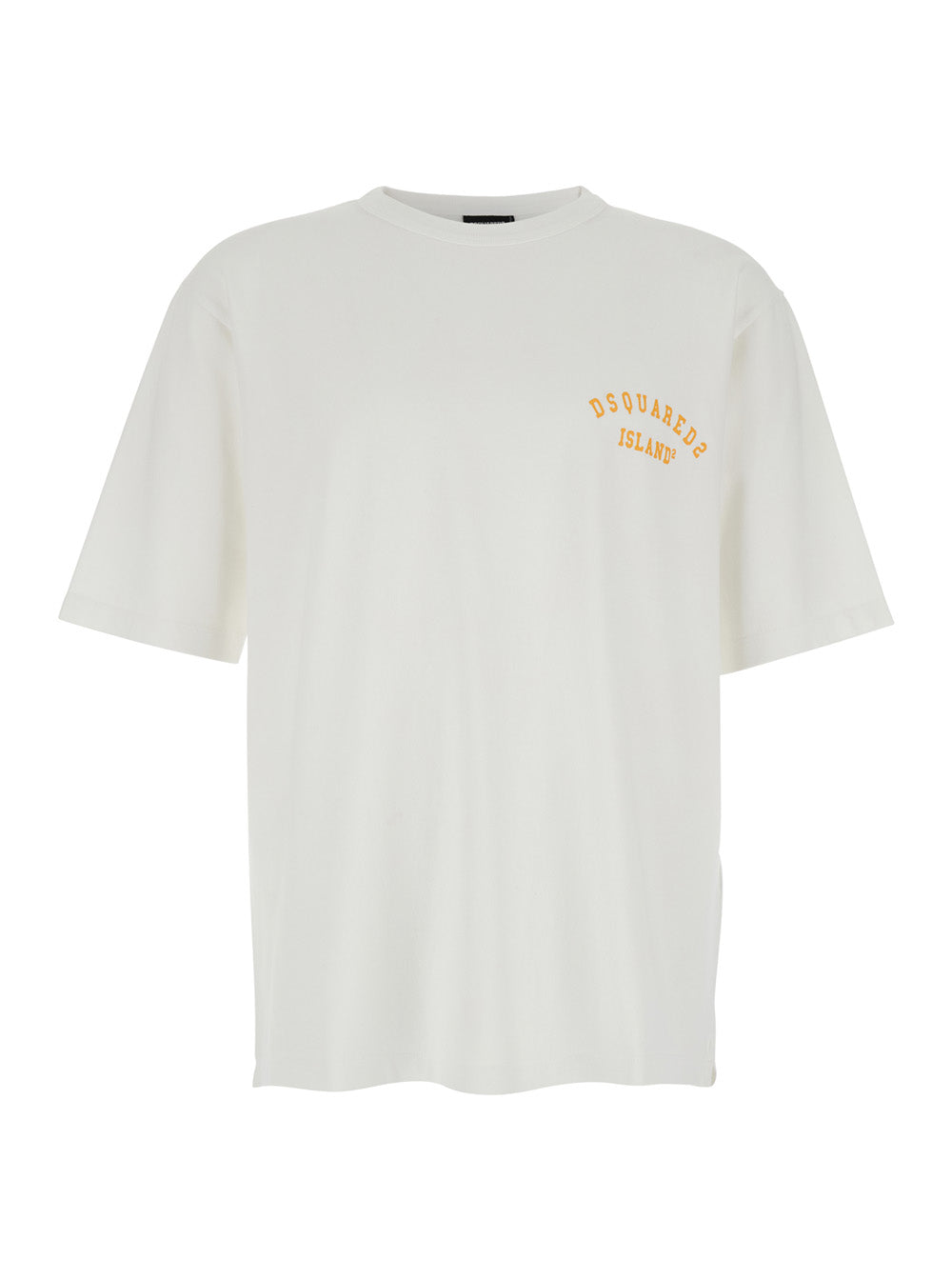 Dsquared2 Men White Crew Neck T-Shirt With Logo Lettering On The Front In Cotton For Men DSQUARED2