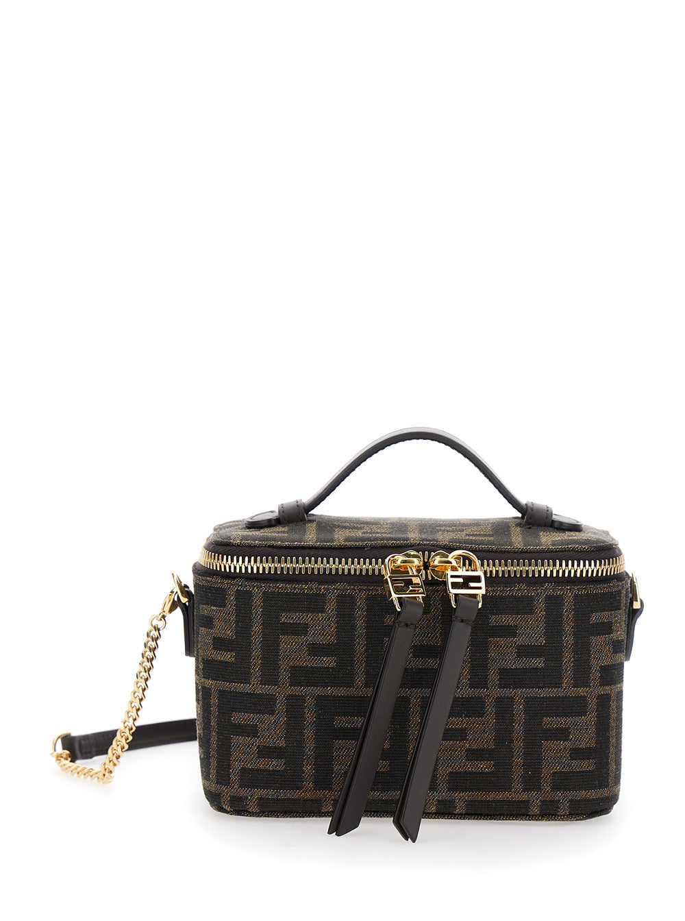 Fendi Women 'Vanity Bag' Brown Handbag With Ff Motif In Relief In Fabric Woman