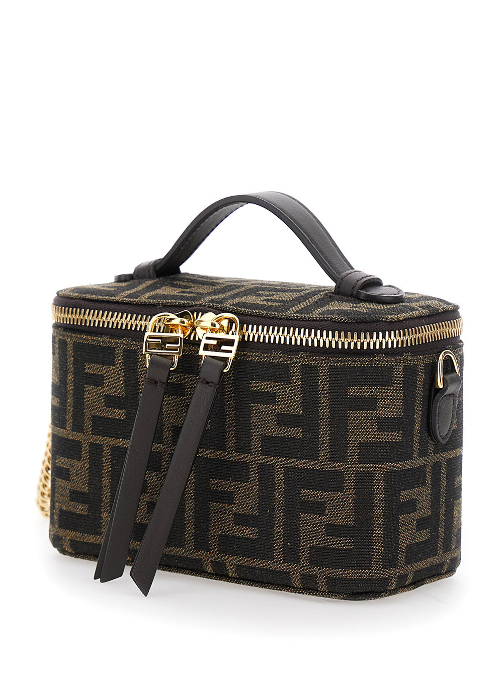 Fendi Women 'Vanity Bag' Brown Handbag With Ff Motif In Relief In Fabric Woman