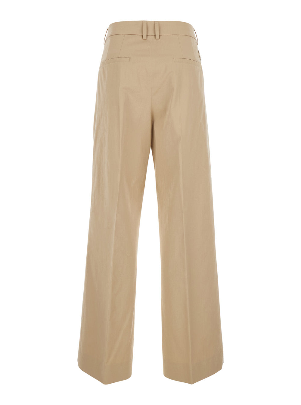 Moncler Women Beige Pants With Front Pences And Logo Patch On The Side In Cotton Blend Woman MONCLER