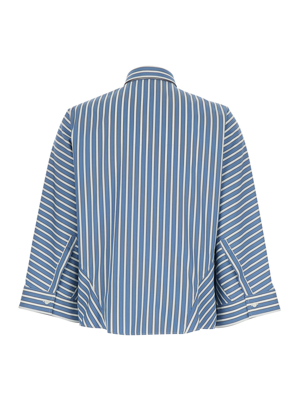 Brunello Cucinelli Women Blue Oversize Shirt With Monil Detail On The Collar And All-Over Striped Motif In Cotton Woman BRUNELLO CUCINELLI