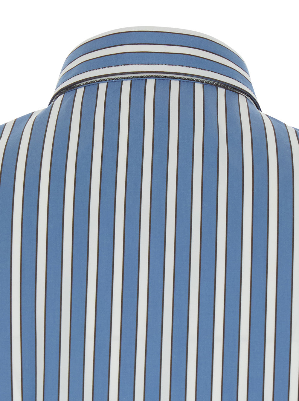 Brunello Cucinelli Women Blue Oversize Shirt With Monil Detail On The Collar And All-Over Striped Motif In Cotton Woman BRUNELLO CUCINELLI
