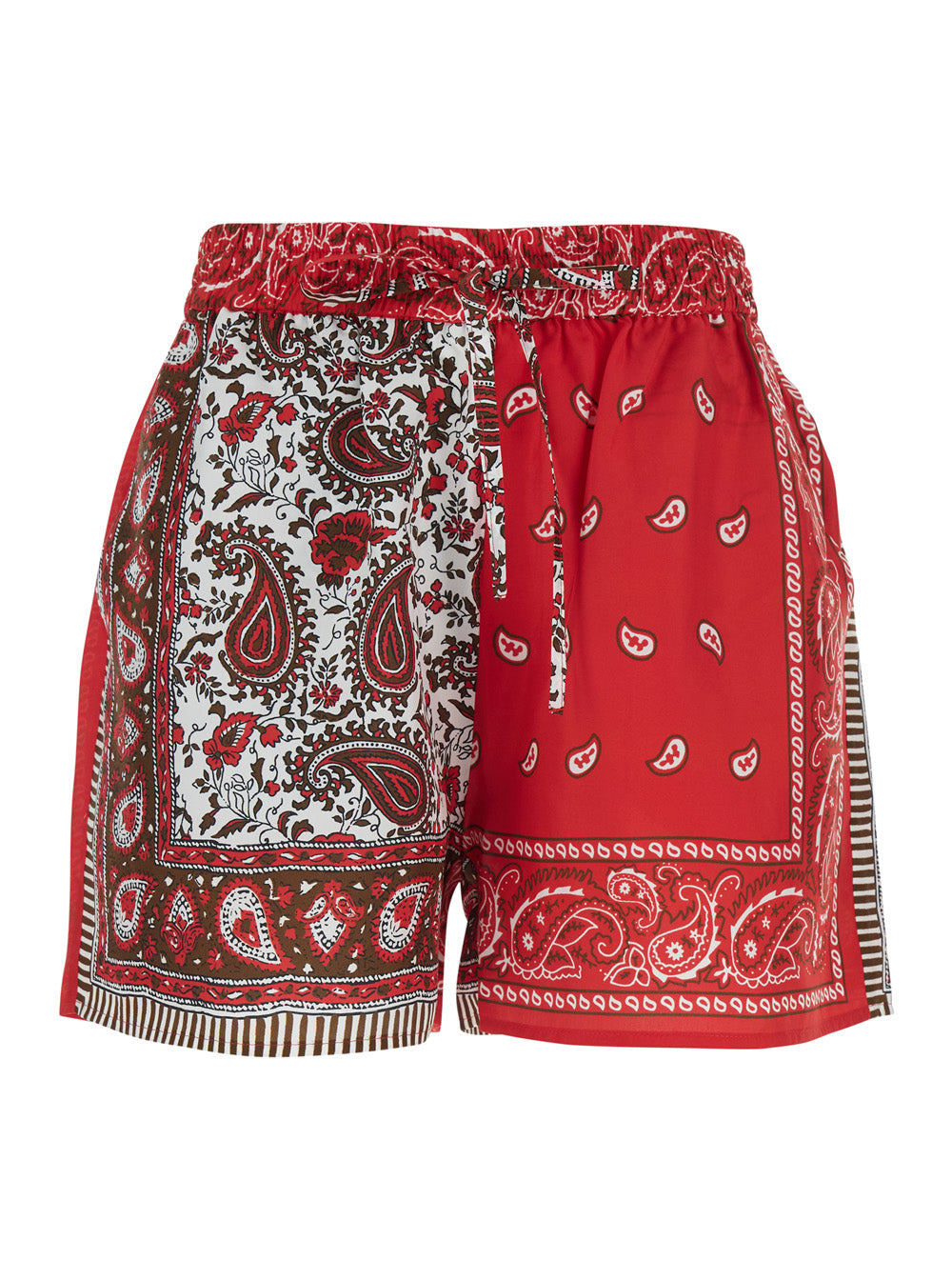 P.A.R.O.S.H. Women Red 'Shiele' Shorts With Elastic Waist And All-Over Silk Print For Women P.A.R.O.S.H.