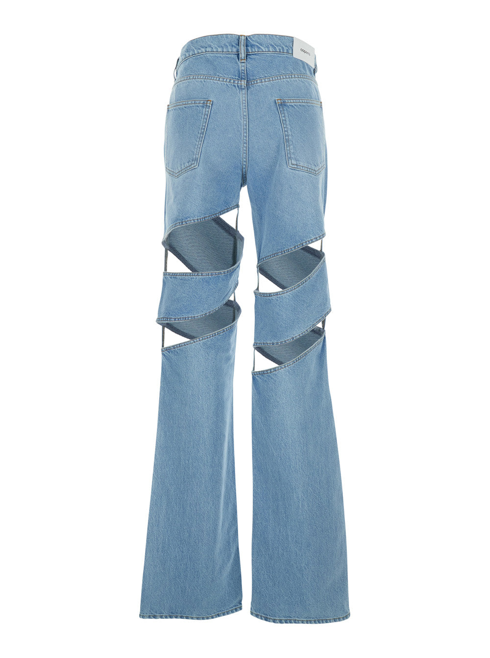 Coperni Women Spiral Cut-Out Design Jeans With Logo Patch On The Back In Light Blue Denim For Women COPERNI