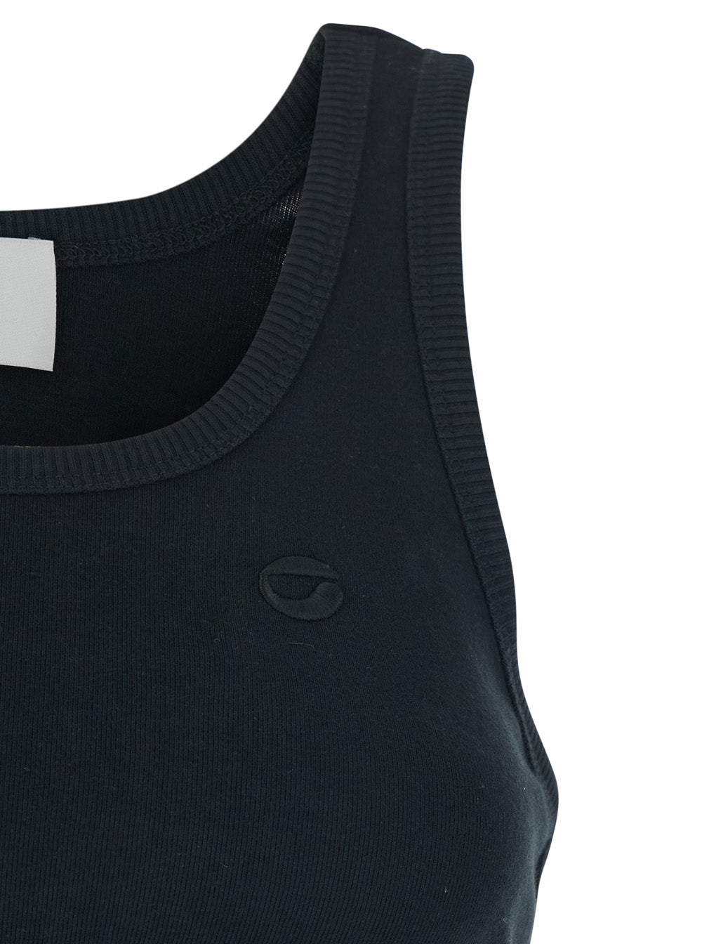 Coperni Women Sleeveless Top With Spiral Cut-Out Design And Logo Embroidery On The Front In Black Cotton For Women COPERNI